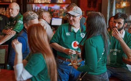 A group of UCD alumni at Boston watch party.
